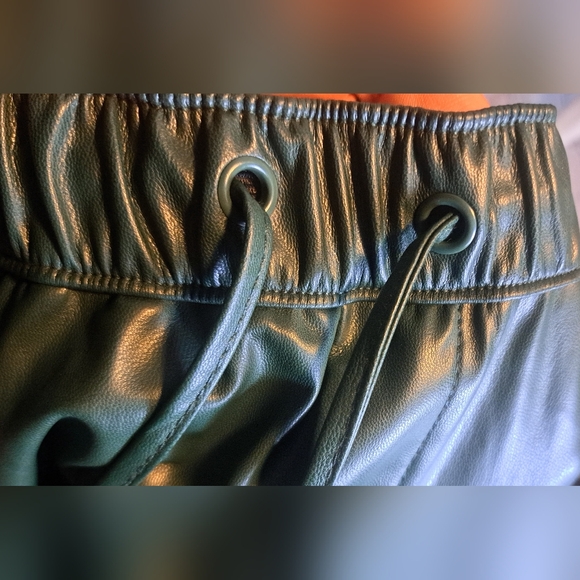 NWOT Zara Women's The Weekend Pants Faux Green Leather Drawstring Size Small - Picture 8 of 11